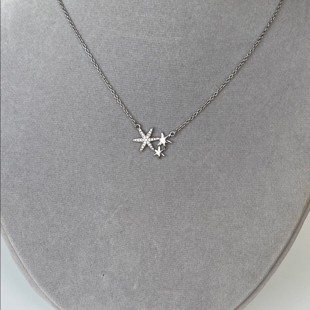 Sterling Silver & CZ Star Cluster Pendant